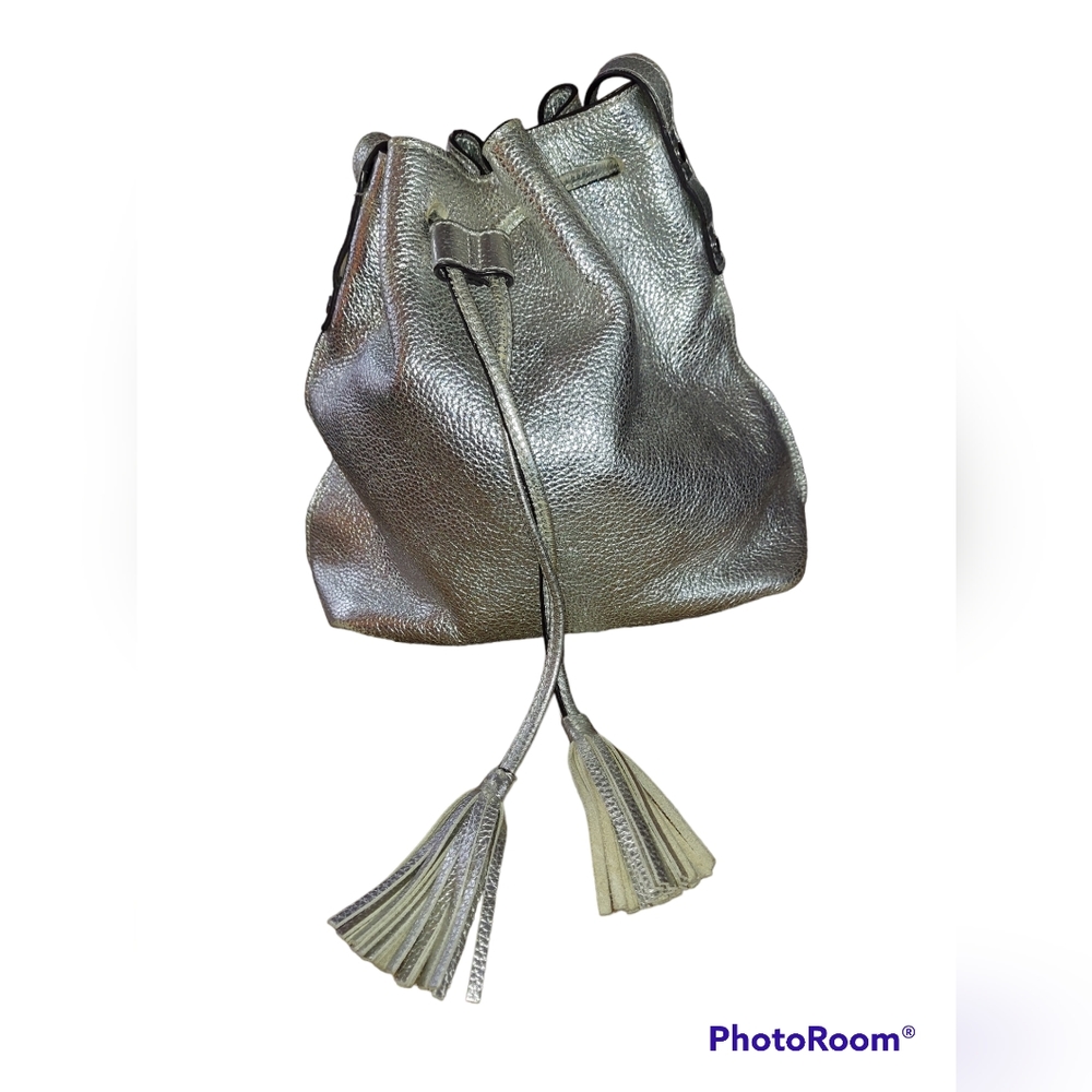 Boden retro silver drawstring bucket bag Summer silver Leather Purse